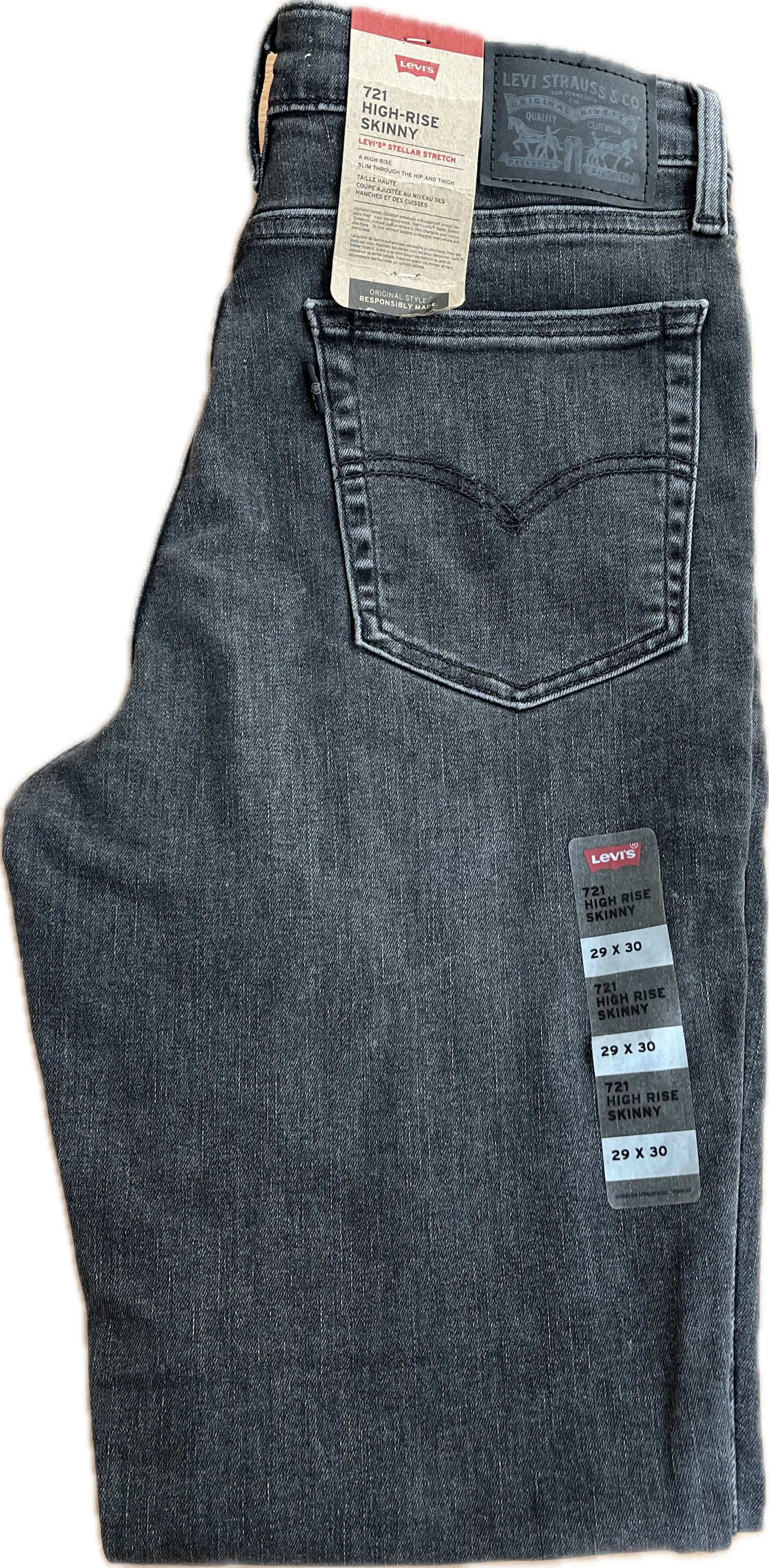 jeans Levi Strauss 721, šedé 2